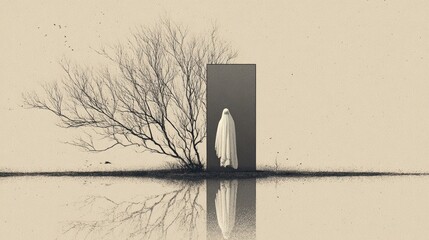 Surreal ghost reflection in mirror design