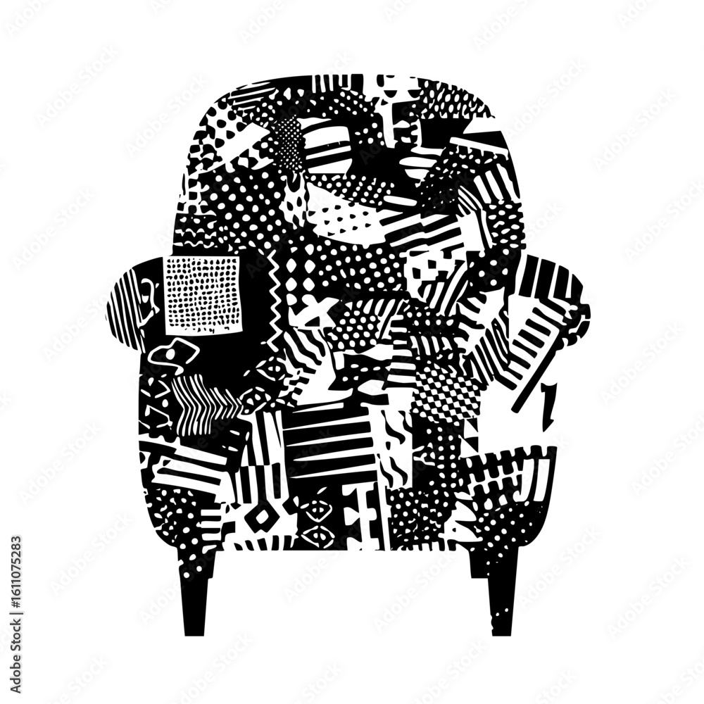 Poster vector abstract armchair with patterned textures.