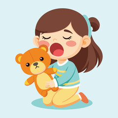 Cute children smiling with their teddy bear and little dog vector illustration