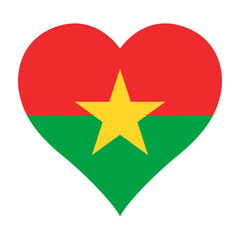 Burkina Faso flag heart shaped icon digital vector illustration. National flag of Burkina Faso. Love flag icon.