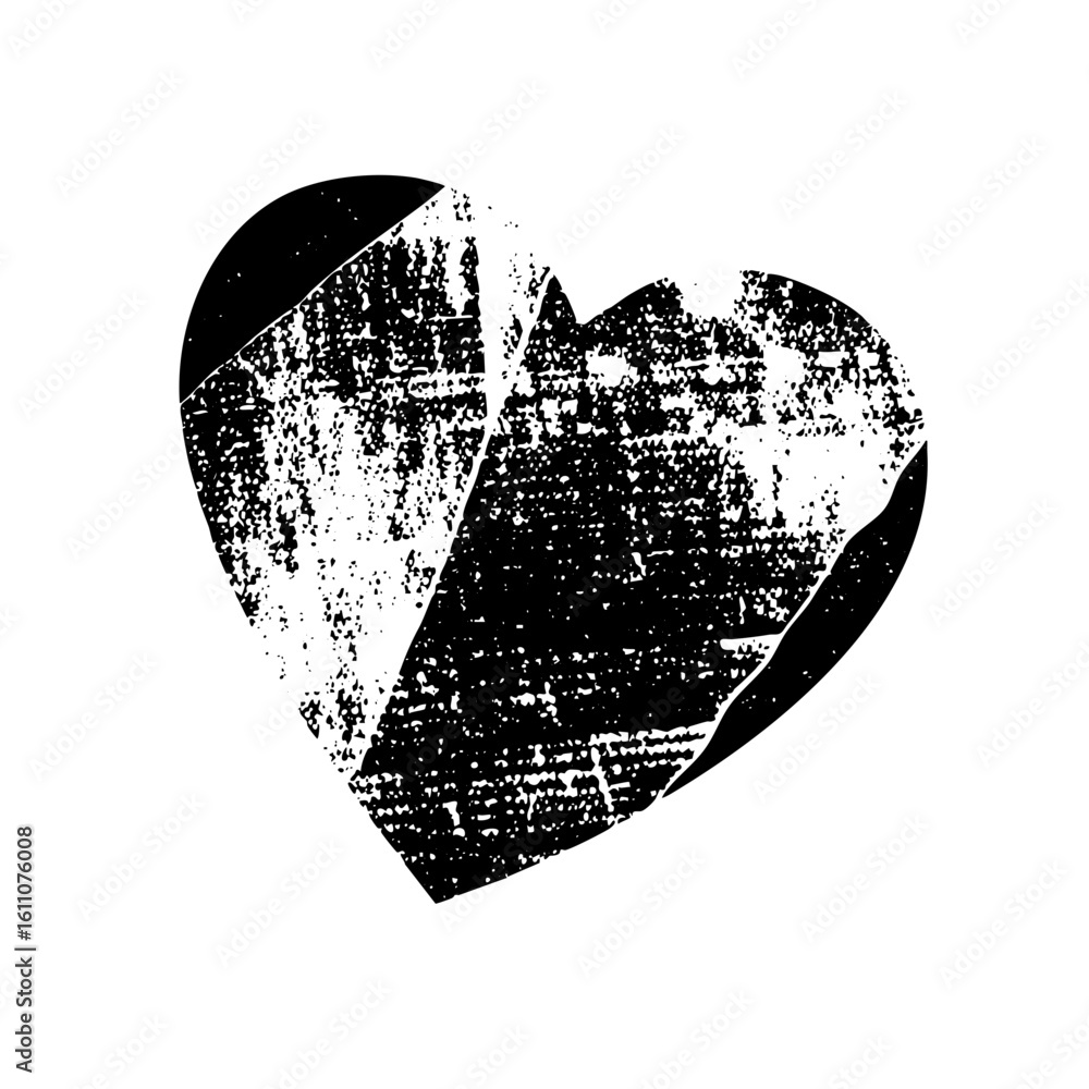 Poster vector distressed heart with fragmented shapes.