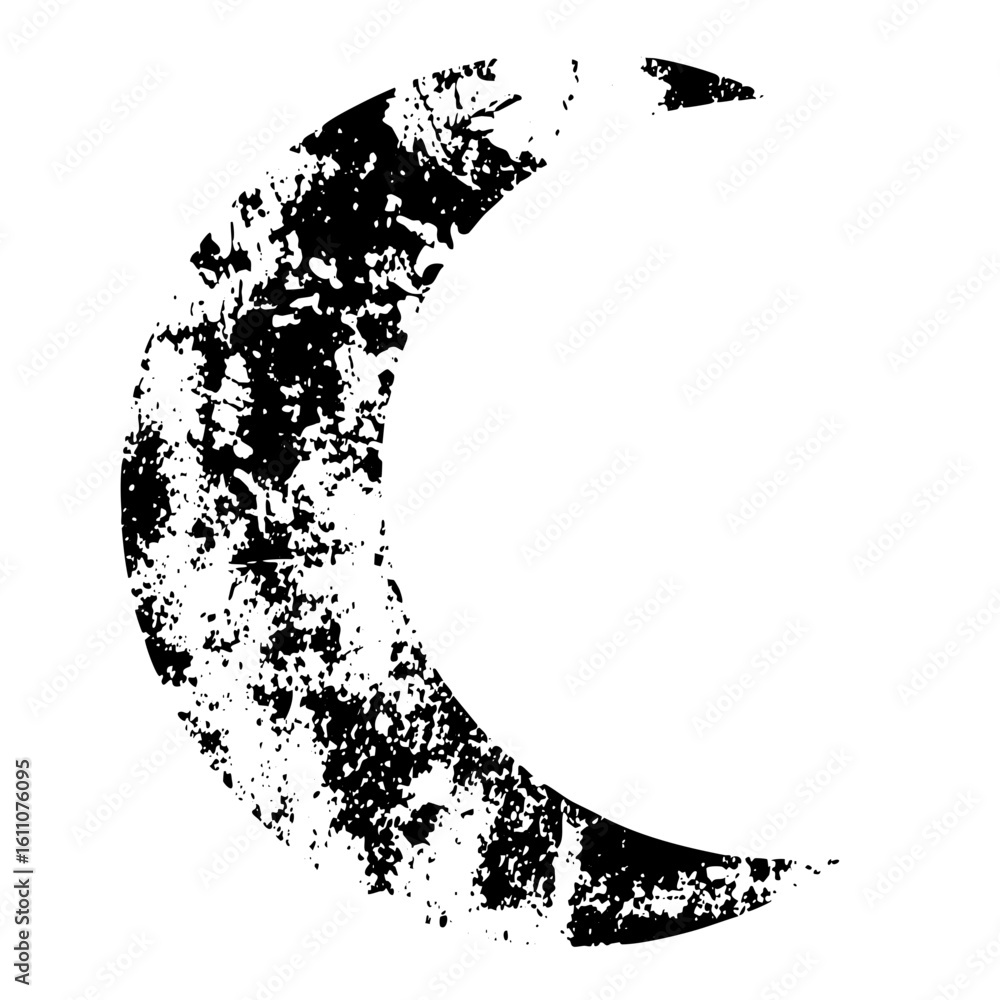 Poster vector distressed moon with a textured grunge effect.