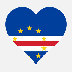 Cape Verde flag heart shaped icon digital vector illustration. National flag of Cape Verde. Love flag icon.