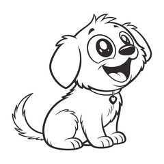 Minimalist line art of a dog in profile view, looking upward with expressive eyes, floppy ears, smooth curved lines defining the head and neck, clean and elegant black outline, no background.