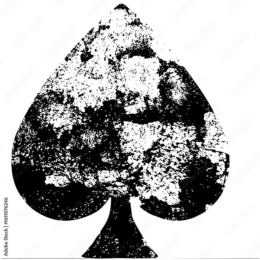 Poster vector distressed spade symbol with textured effect.