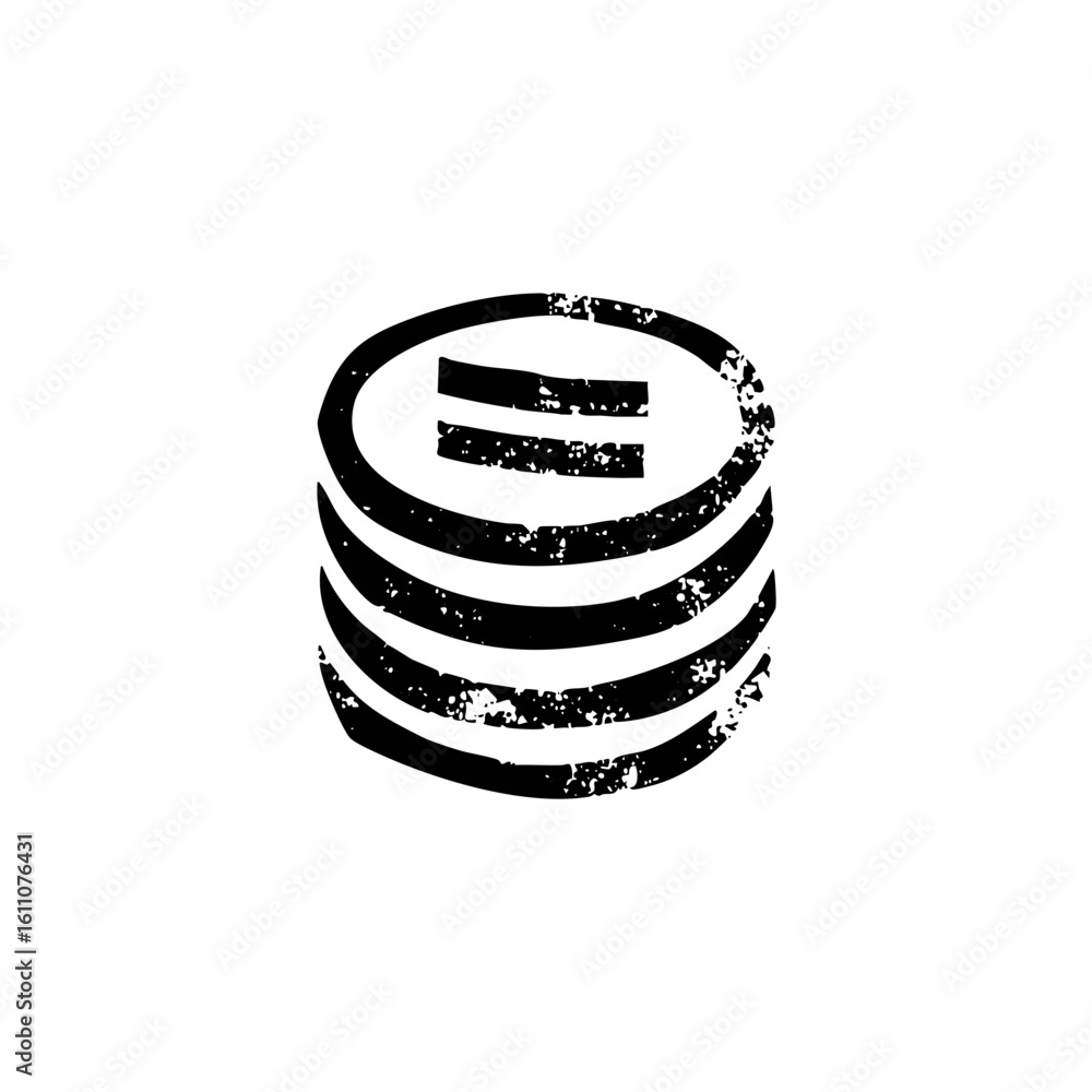 Poster vector stacked coins with a distressed texture.