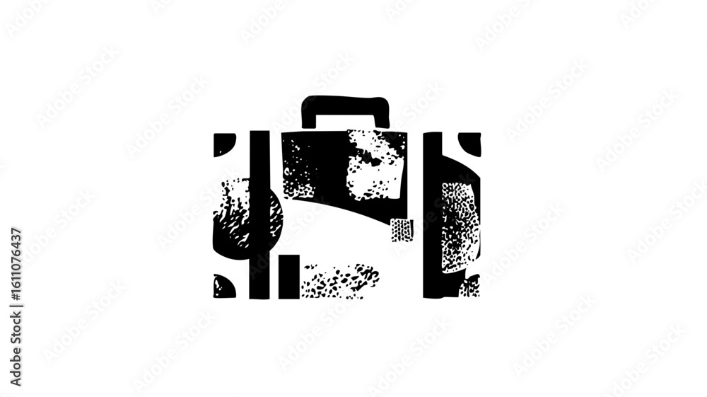 Poster vector abstract suitcase with distressed texture.