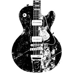 Vector Detailed vector of a black electric guitar.