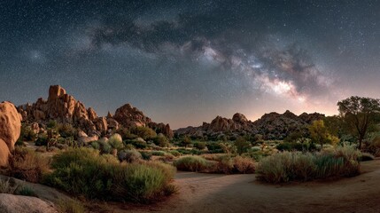 Desert nightscape with Milky Way