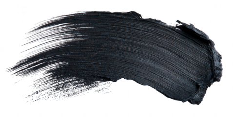 Black mascara brush stroke isolated on transparent background