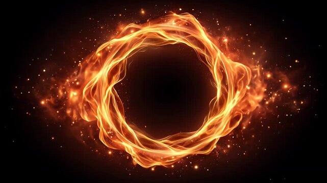 Fiery ring of flame with sparks