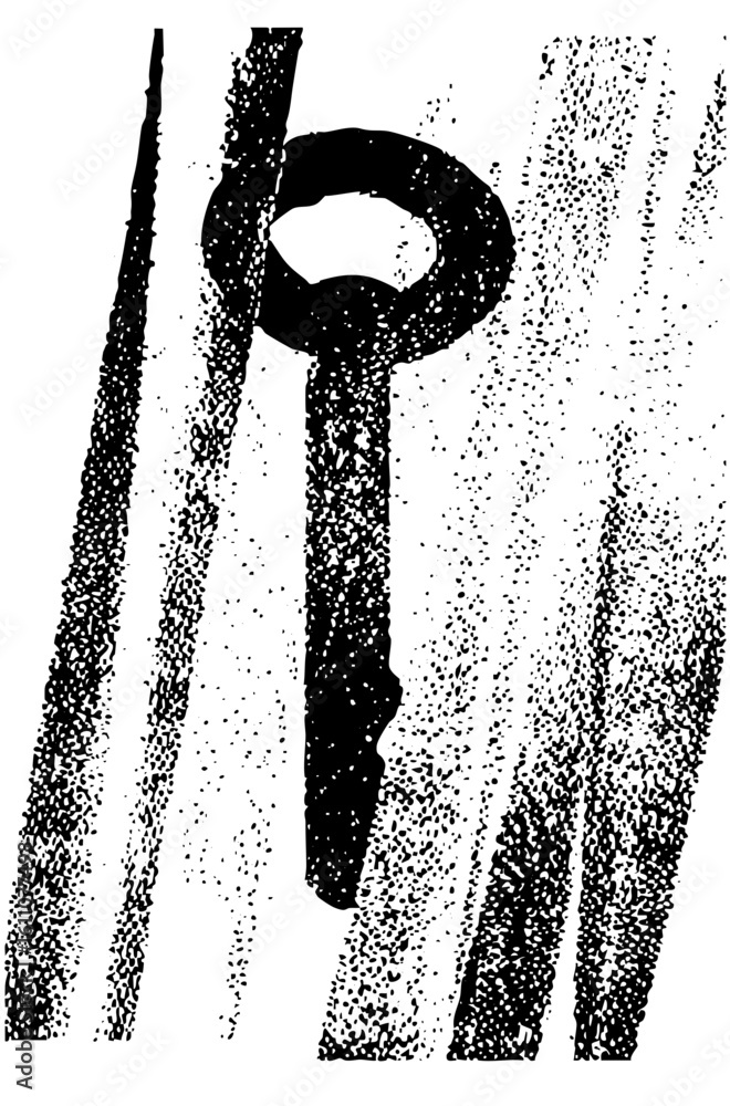 Aufkleber vector abstract key with dotted texture.