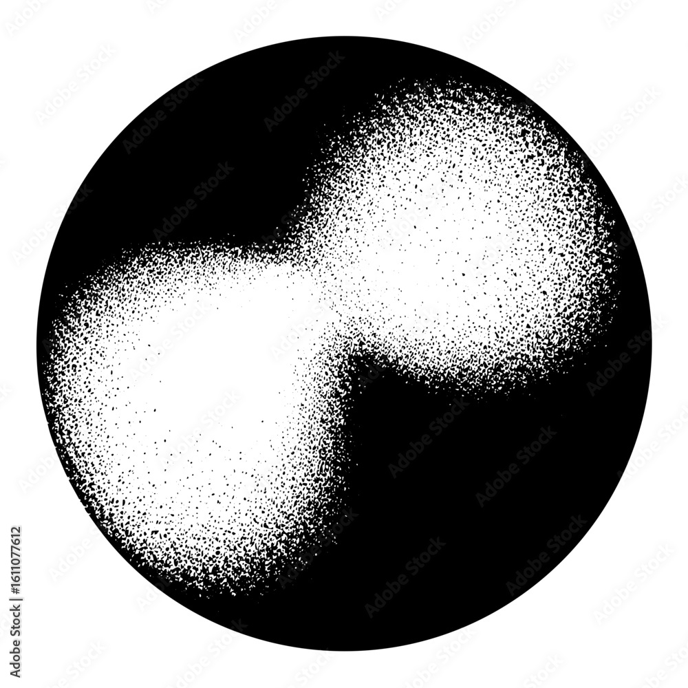 Poster vector abstract yin yang symbol composed of textured dots.