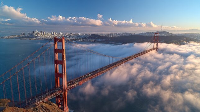 Misty Golden Gate Bridge in fog