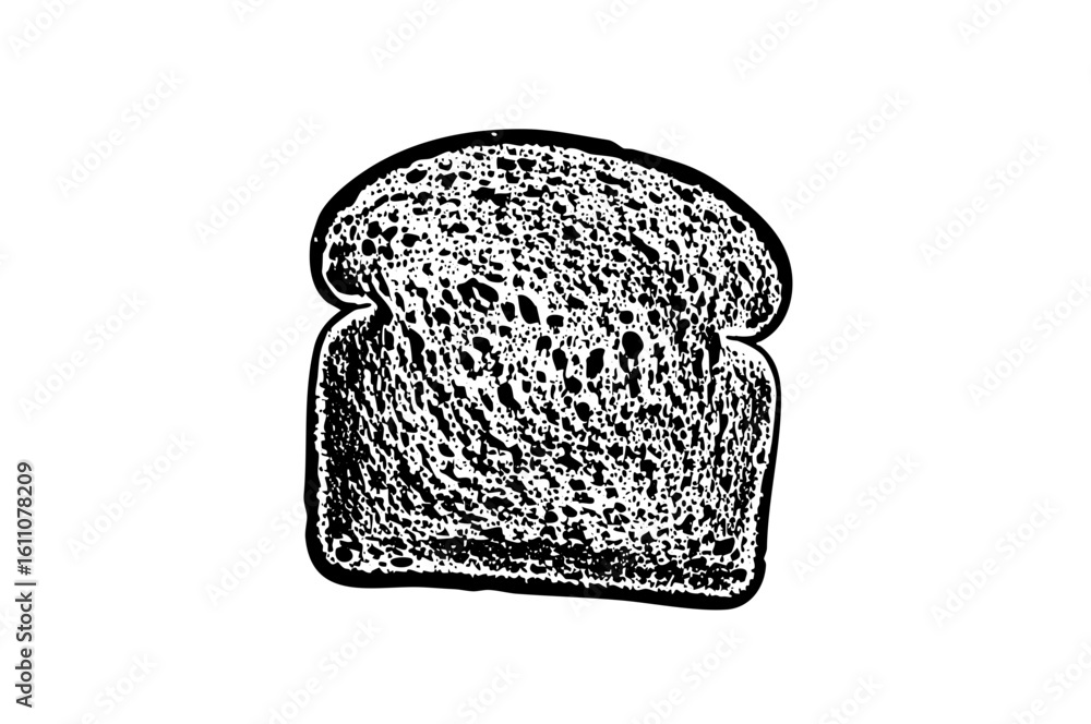 Poster vector detailed of a slice of textured bread.