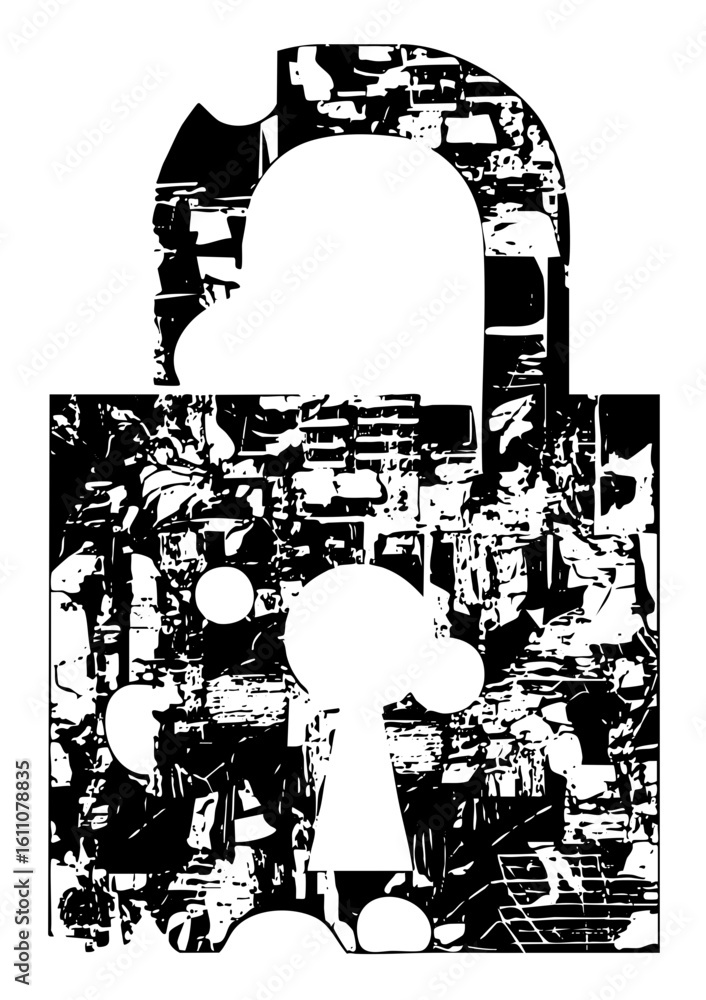 Poster vector abstract figures and geometric shapes create a striking monochrome composition.