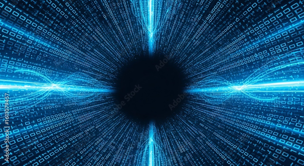 Aufkleber digital information tunnel and abstract cyberspace background. big data stream and high-speed techno