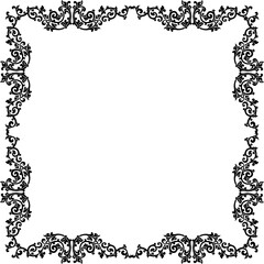 Vintage Ornamental Frame – Elegant Black Vector Border, PNG, 300 DPI