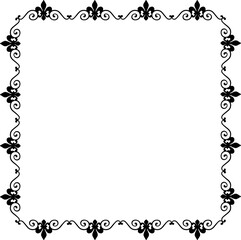 Vintage Ornamental Frame – Elegant Black Vector Border, PNG, 300 DPI