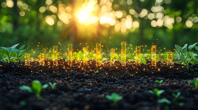 Flourishing digital data landscape representing agricultural growth potential - Powered by Adobe