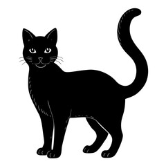 Elegant Black Cat Standing Still Silhouette