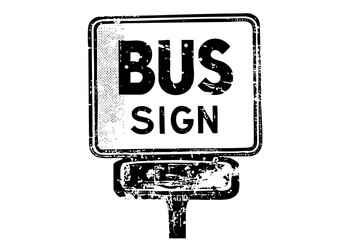 Vector Black and white vector of a bus stop sign with prominent text.