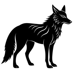 Stylized Wolf Illustration in Black and White Silhouette