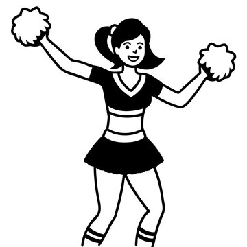 recommend clip art: Happy cheerleader with pom poms dancing