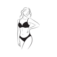 vector illustration of a woman in bikini