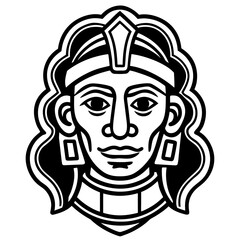 Stylized inca emperor portrait with ornate headdress and earrings