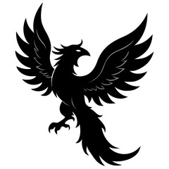 Obraz premium Striking black phoenix silhouette with wings spread wide