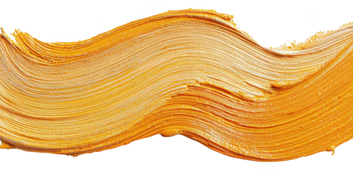 A thick golden brushstroke isolated on transparent background