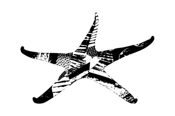 Vector Detailed black starfish with textured .
