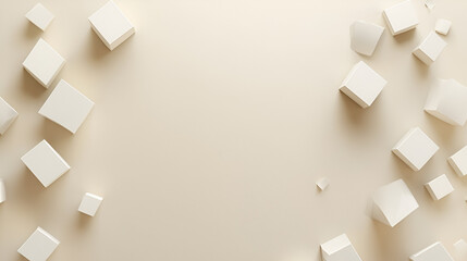 Obraz premium A beige surface covered with several white cubes scattered across it