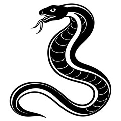 Fototapeta premium Stylized black cobra snake illustration