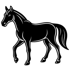 Obraz premium Elegant black horse silhouette with white outline