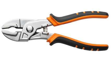 Obraz premium Adjustable pliers tool isolated, water pump pliers, groove joint pliers for plumbing and automotive work on transparent background
