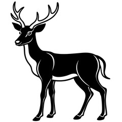 Fototapeta premium Elegant black silhouette of a majestic stag with antlers