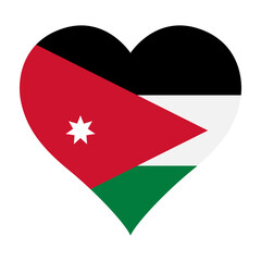 Jordan flag heart shaped icon digital vector illustration. National flag of Jordan. Love flag icon.