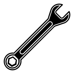 Black and white illustration of a combination wrench tool