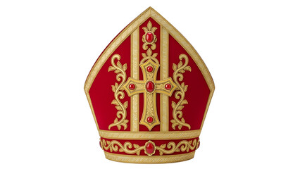 Buy bishop mitre hat catholic church headwear religious apparel christian clergy headdress for sale online on transparent background