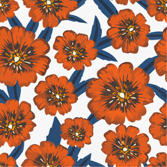 Vibrant Retro Tropical Floral Seamless Pattern - Artistic Abstract Textile Print