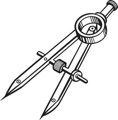Precision Instrument: A meticulous illustration of a classic drawing compass, meticulously designed to craft perfect circles and arcs with unmatched precision.