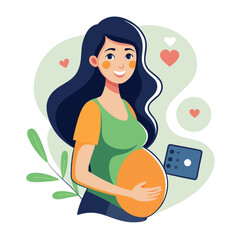 pregnant woman with baby shoes