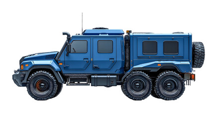 Fototapeta premium Rugged Expedition Vehicle: A robust, all-terrain expedition vehicle, meticulously designed for conquering challenging landscapes, embodies both power and reliability.