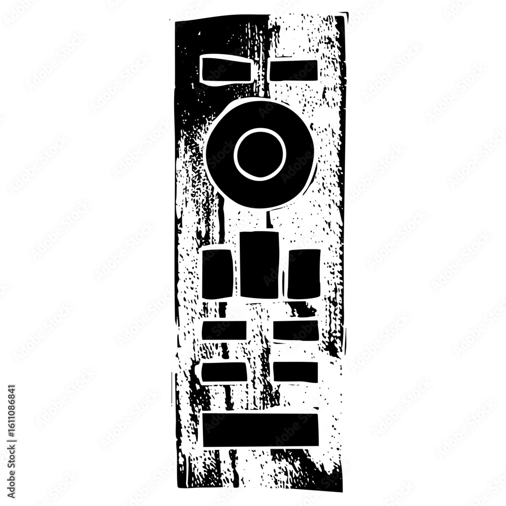 Poster vector black and white vector of a remote control with circular navigation.