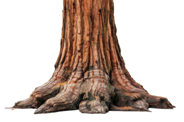 Trunk of a redwood on transparent background