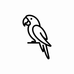 Simple line art parrot icon isolated on white background