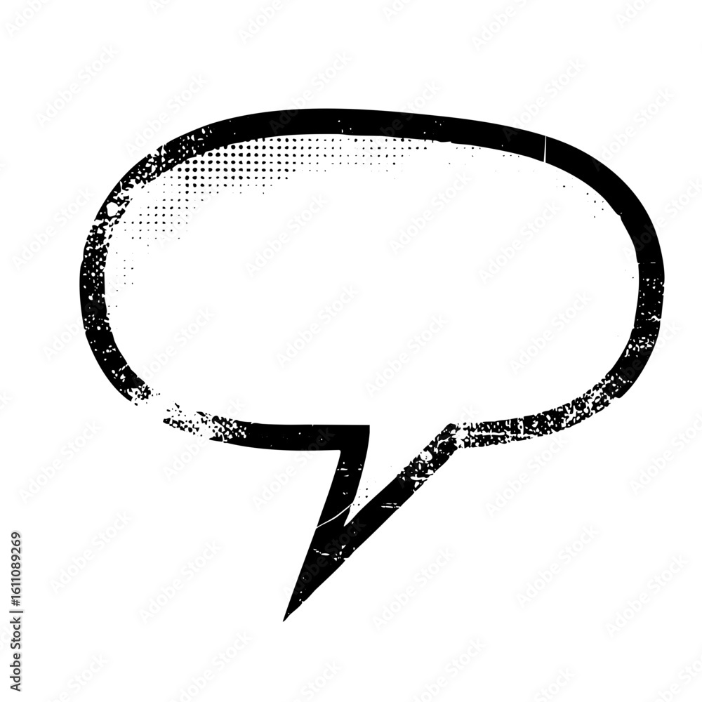 Poster vector distressed speech bubble with a pointed tail.