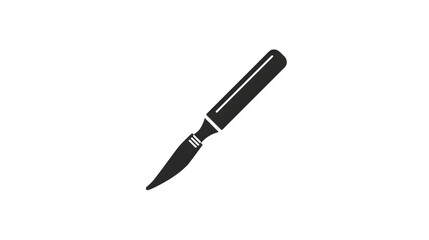Scalpel and surgical blade icon, black filled medical tool, minimal vector